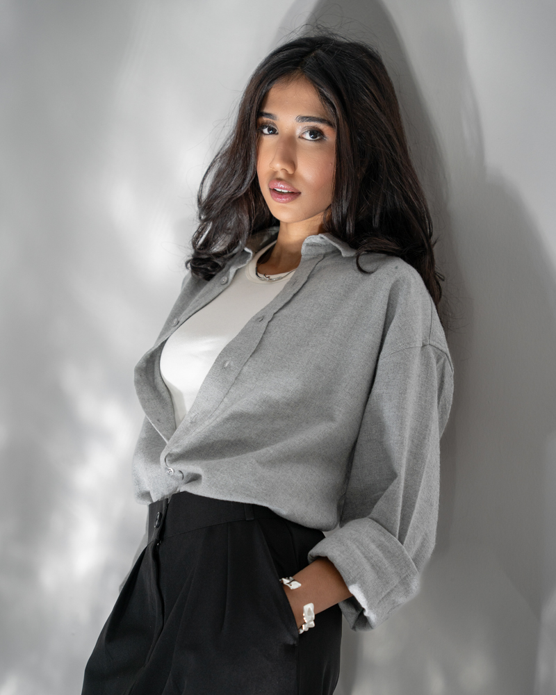 Oversized Long Sleeve Shirt in Light Grey - Image 7