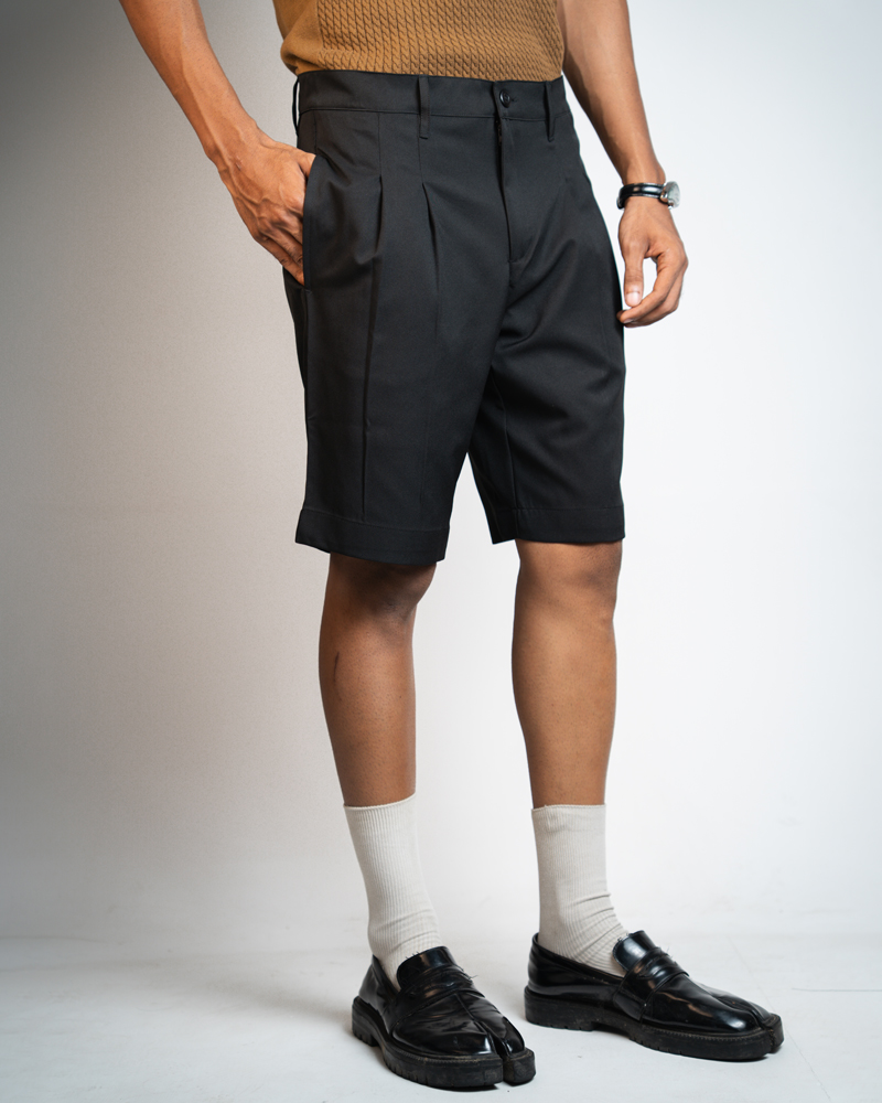Pleated Summer Shorts in Black