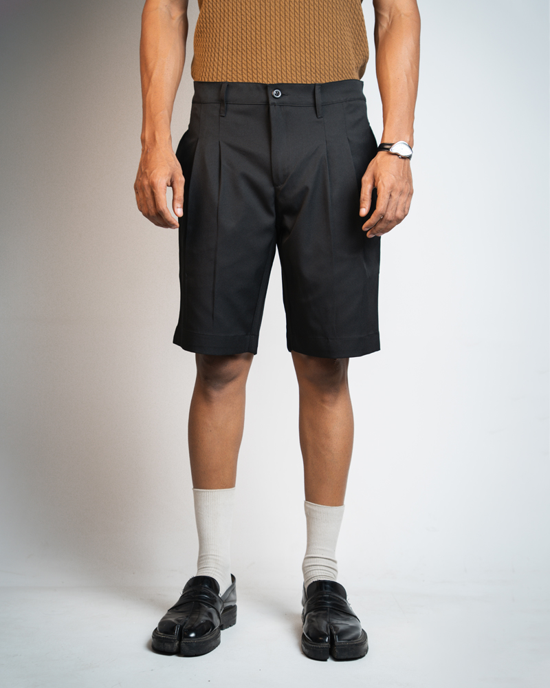 Pleated Summer Shorts in Black - Image 2