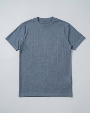 Premium Soft Textured Crewneck T-shirt in Payen's Grey with Thin Stripes