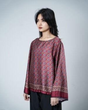 Printed Ethnic Top in Maroon