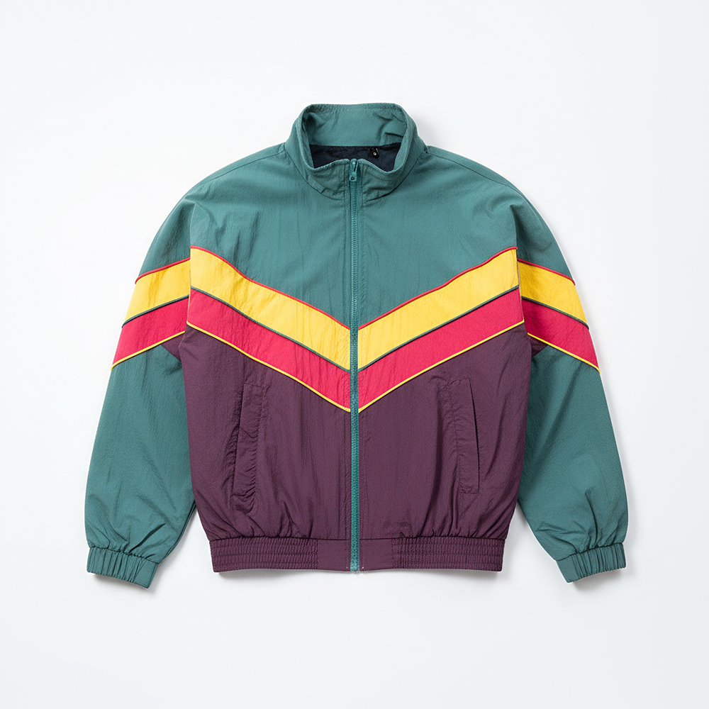 Retro Sports Jacket in Green & Purple