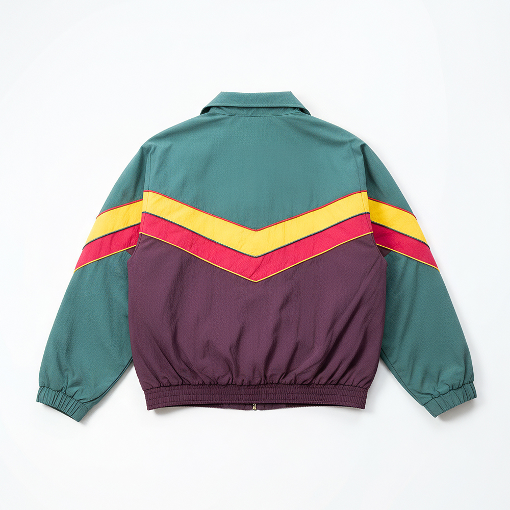Retro Sports Jacket in Green & Purple - Image 2