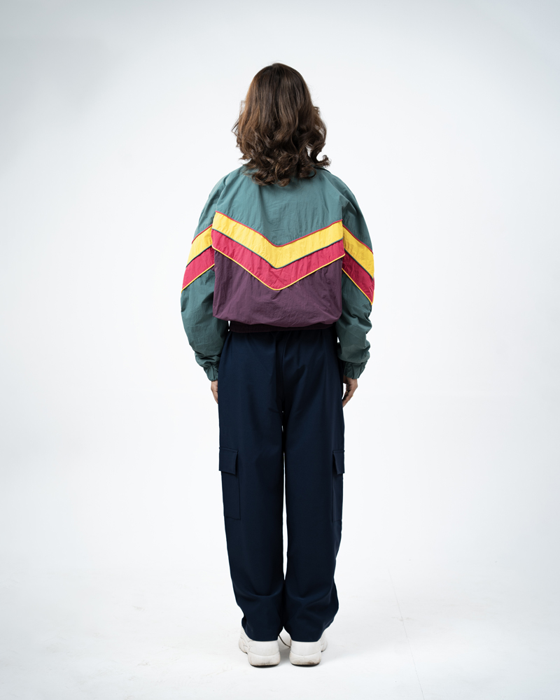 Retro Sports Jacket in Green & Purple - Image 9