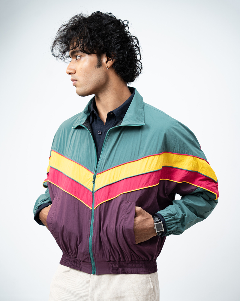 Retro Sports Jacket in Green & Purple - Image 12