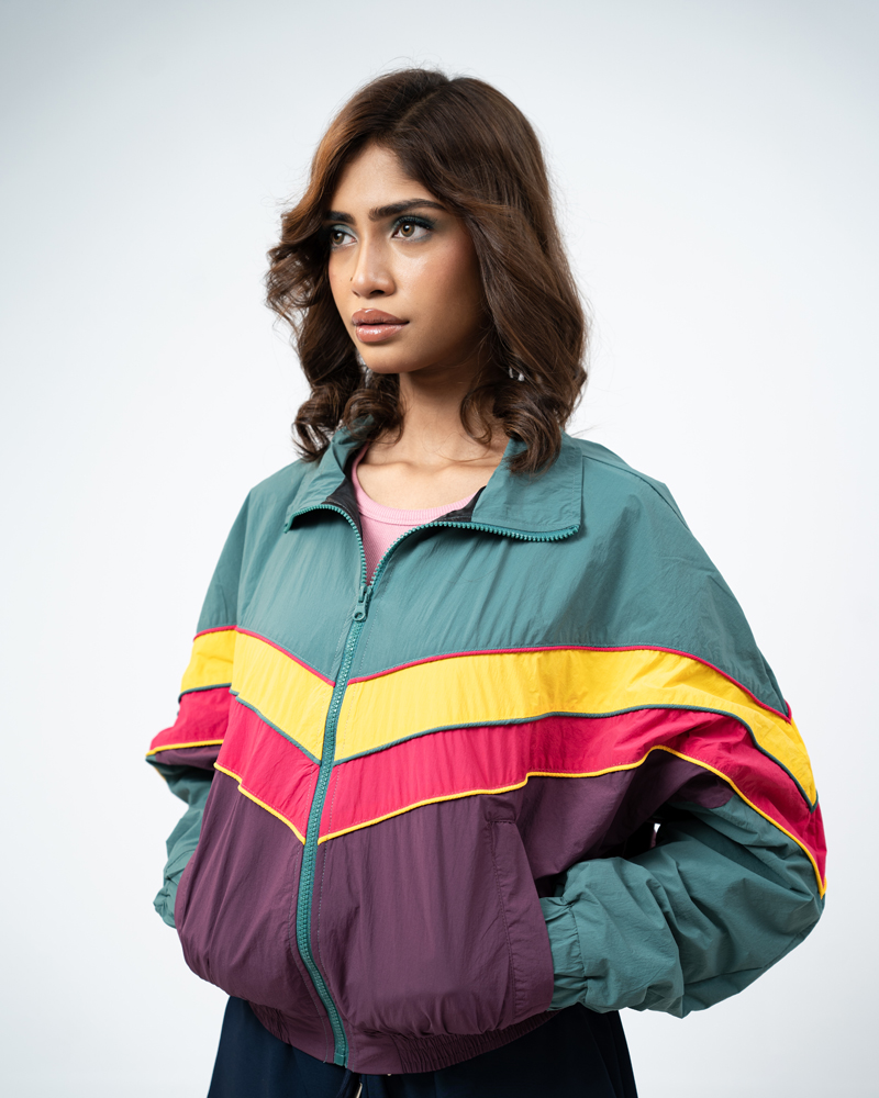 Retro Sports Jacket in Green & Purple - Image 13