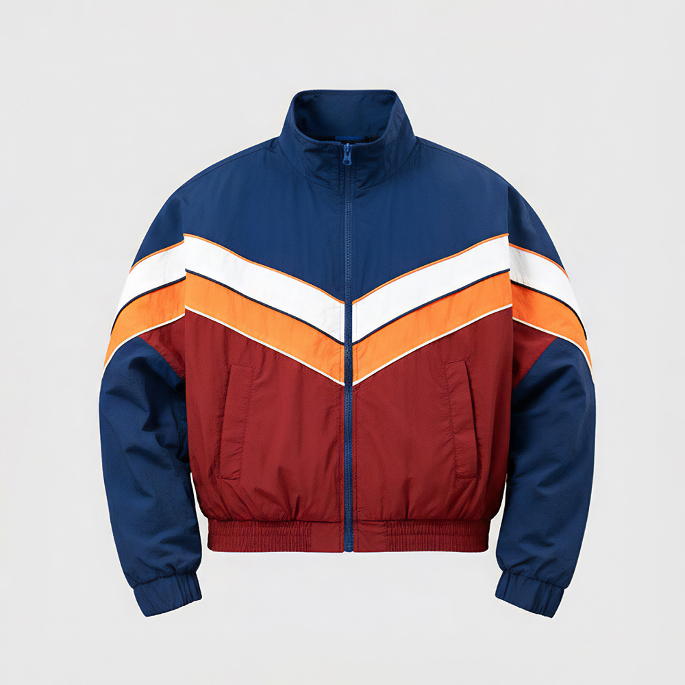 Retro Sports Jacket in Navy Blue & Maroon
