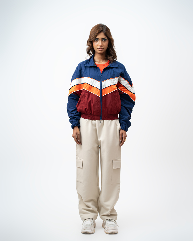 Retro Sports Jacket in Navy Blue & Maroon - Image 5