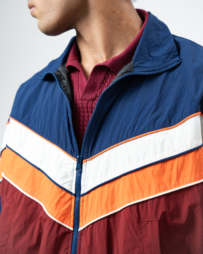 Retro Sports Jacket in Navy Blue & Maroon - Image 10