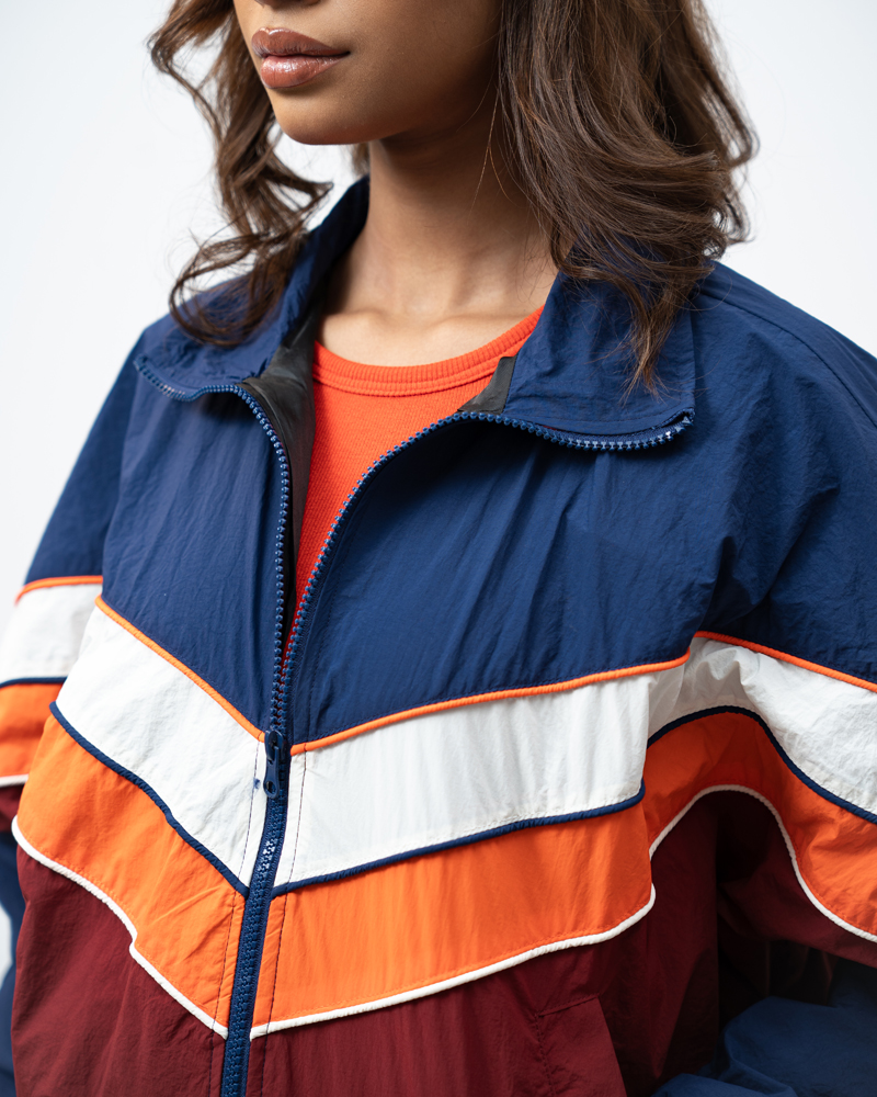 Retro Sports Jacket in Navy Blue & Maroon - Image 11