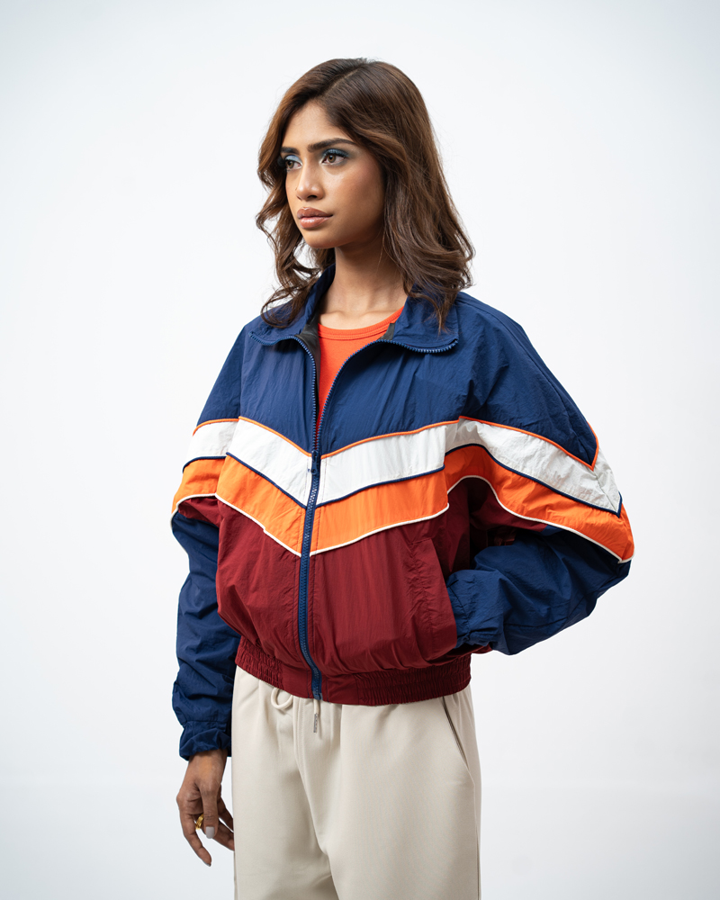 Retro Sports Jacket in Navy Blue & Maroon - Image 13