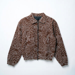 Scribble Embroidered Jacket in Brown
