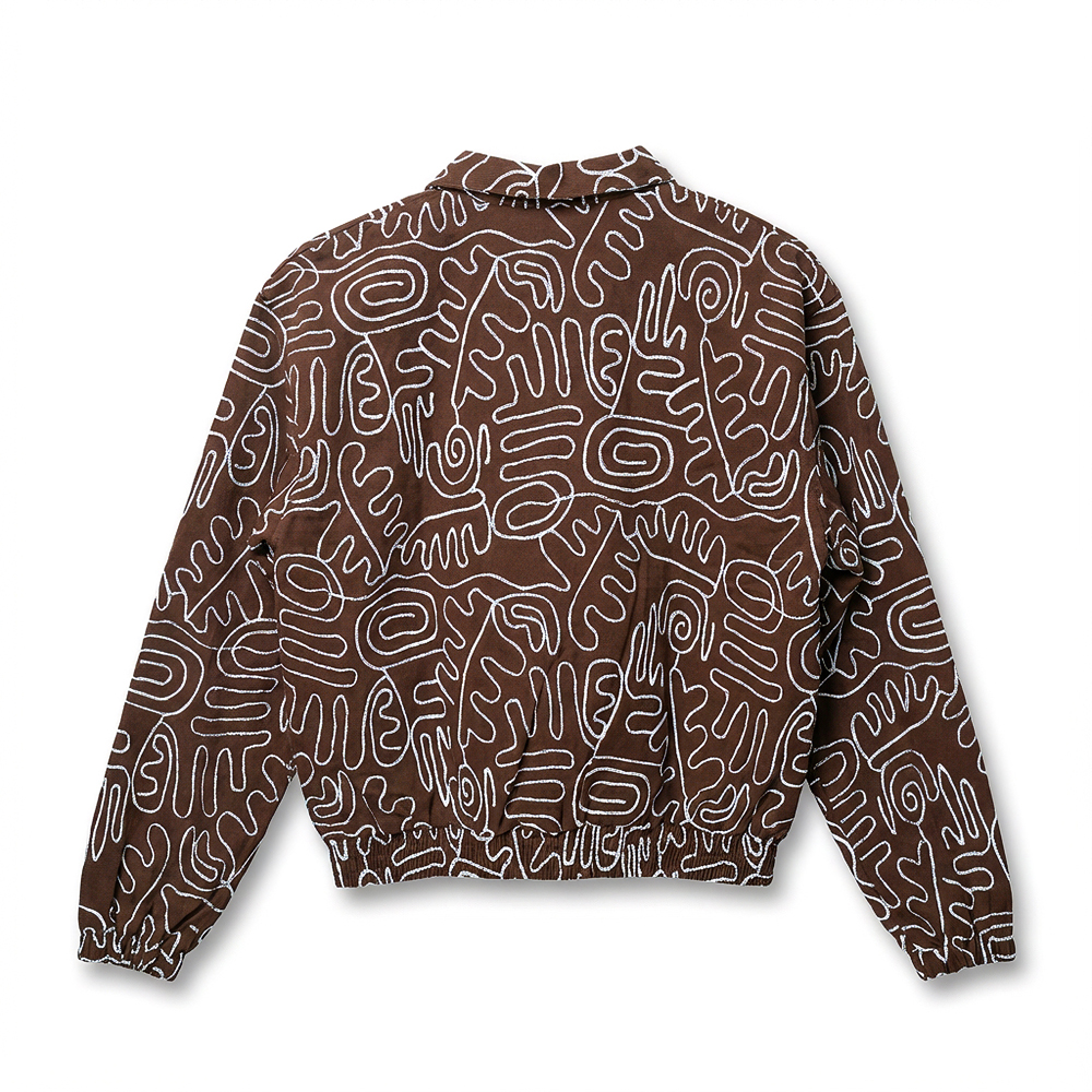 Scribble Embroidered Jacket in Brown - Image 2