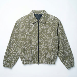 Scribble Embroidered Jacket in Green