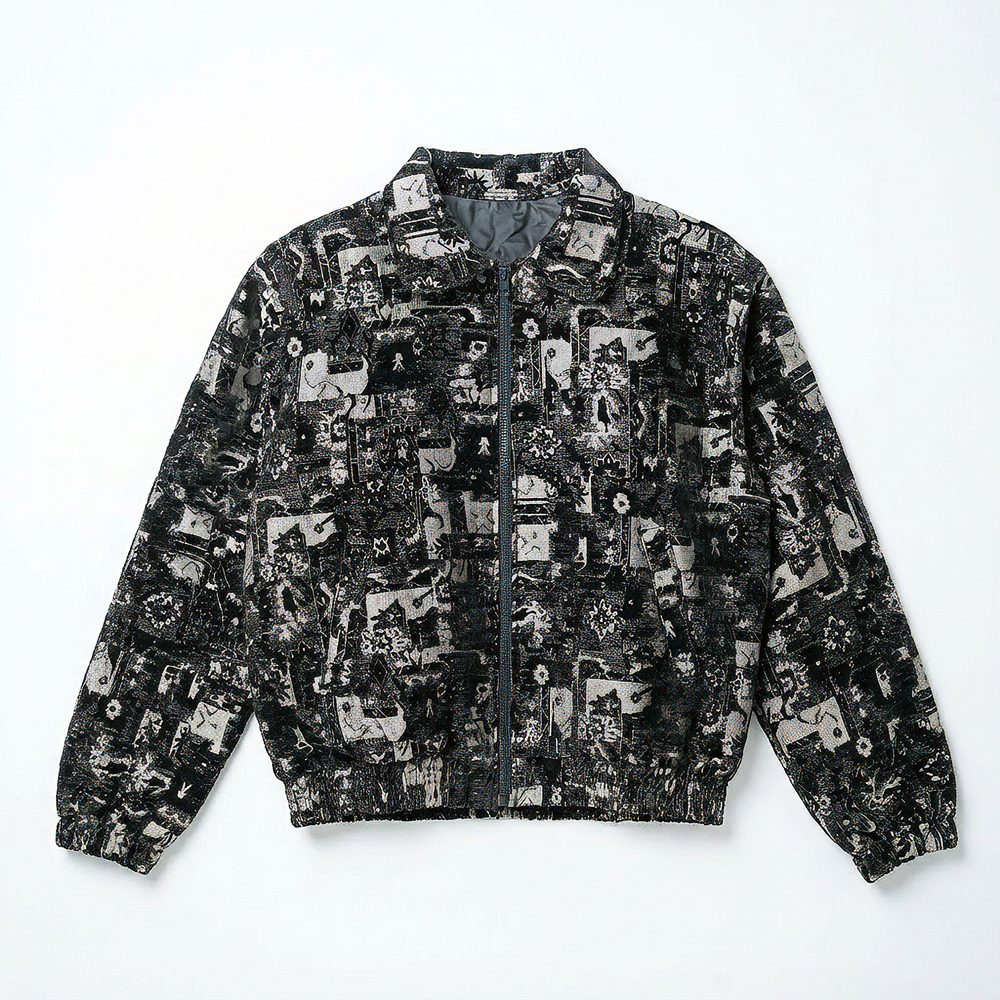Textured Bomber Jacket in Black