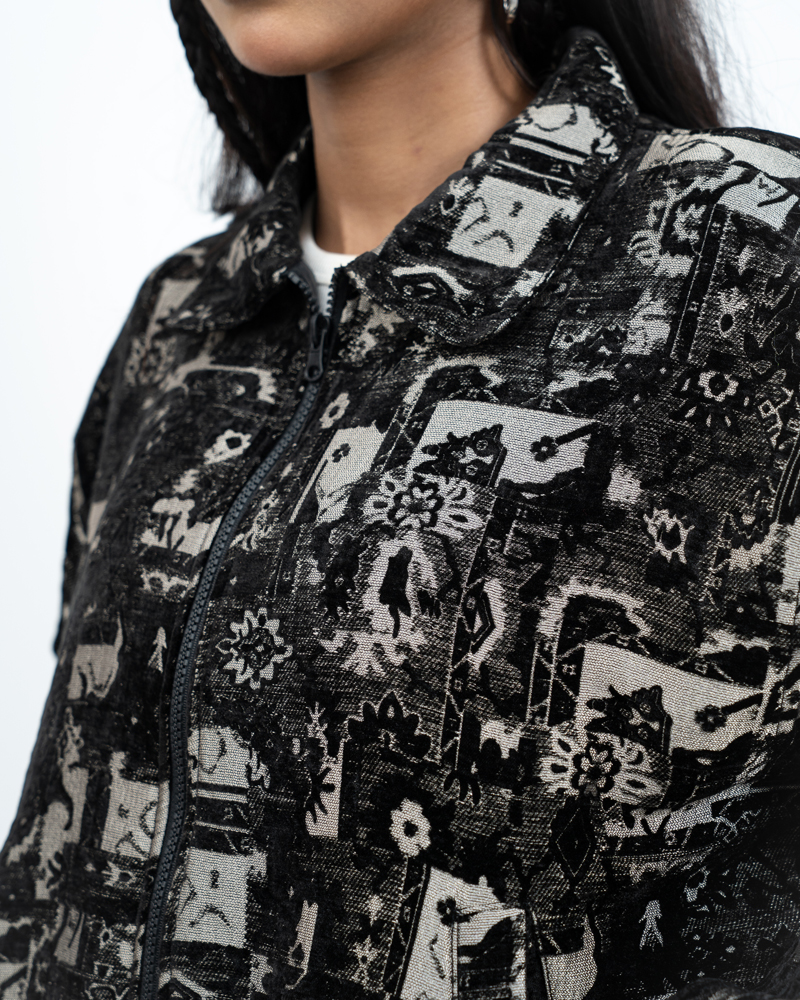 Textured Bomber Jacket in Black - Image 13