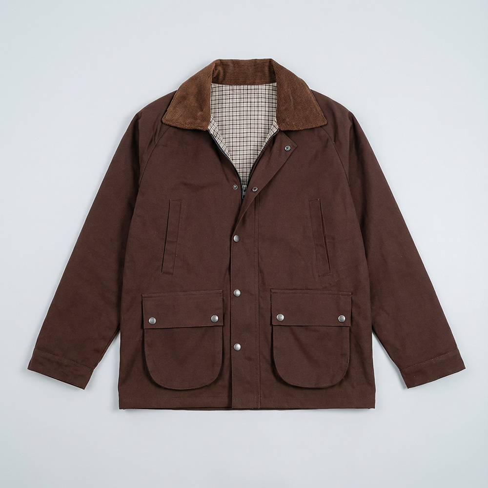 Twill Chore Jacket with Flannel inner in Brown