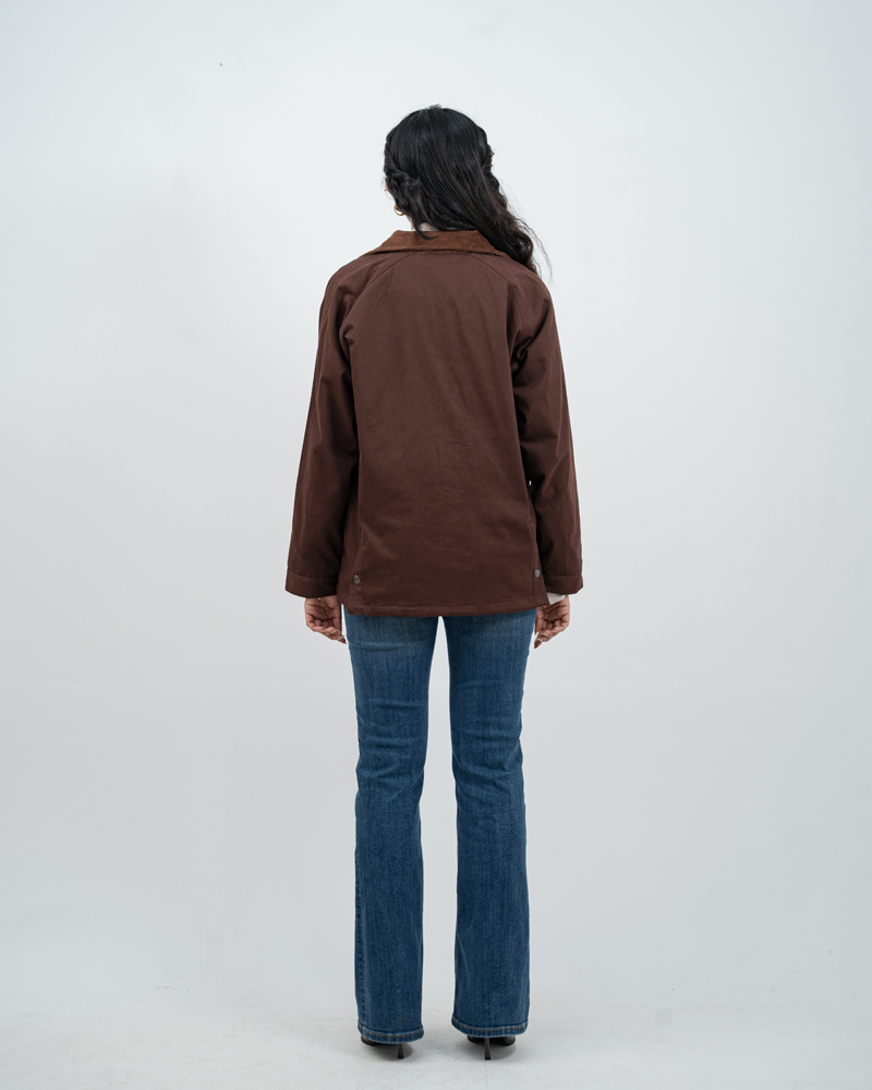 Twill Chore Jacket with Flannel inner in Brown - Image 9