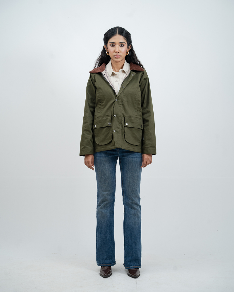 Twill Chore Jacket with Flannel inner in Green - Image 5