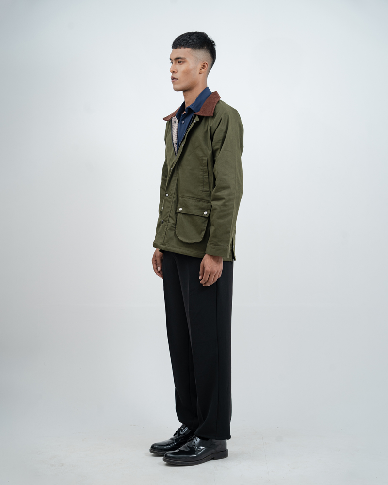 Twill Chore Jacket with Flannel inner in Green - Image 6