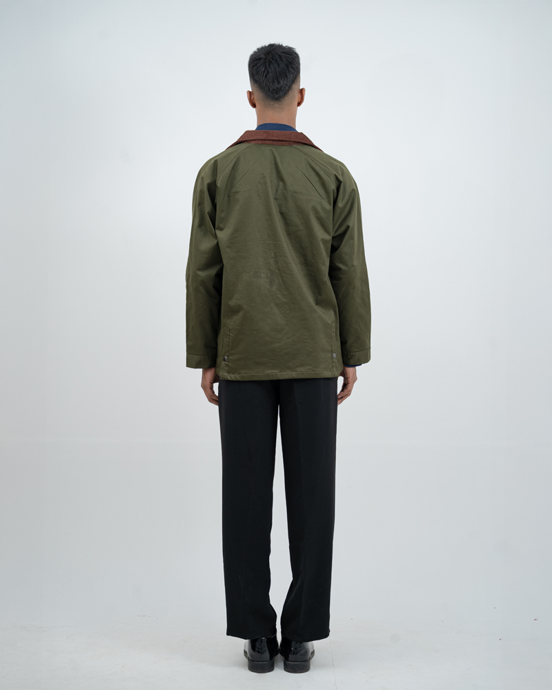 Twill Chore Jacket with Flannel inner in Green - Image 8