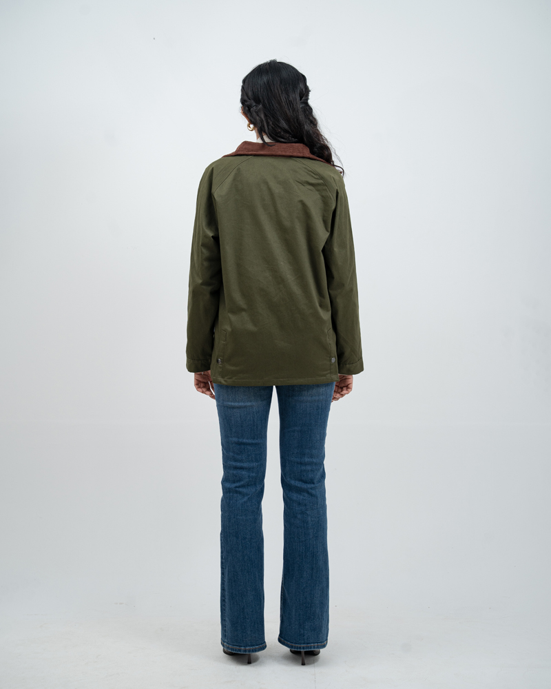 Twill Chore Jacket with Flannel inner in Green - Image 9