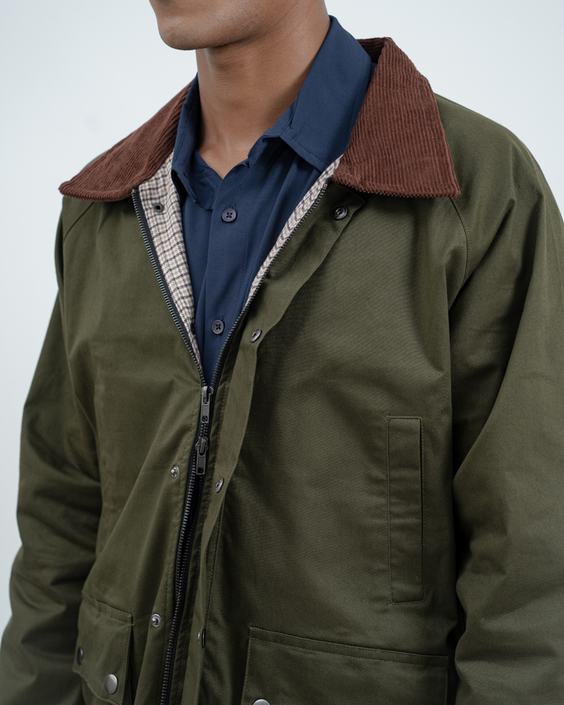 Twill Chore Jacket with Flannel inner in Green - Image 12