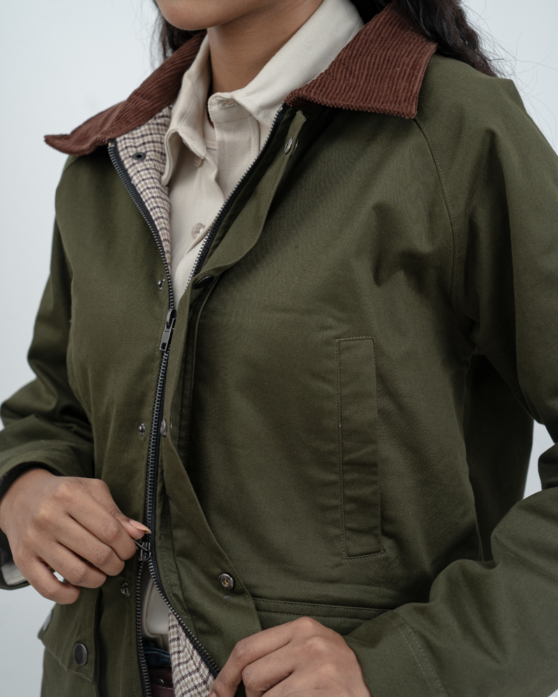 Twill Chore Jacket with Flannel inner in Green - Image 13