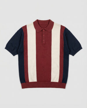 Unisex Half-Sleeve Knitted Polo in Navy, Maroon and Cream