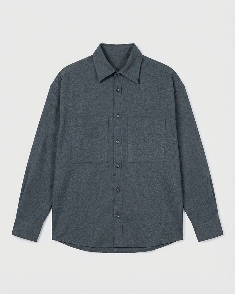 Unisex Long Sleeve Oversized Shirt in Grey