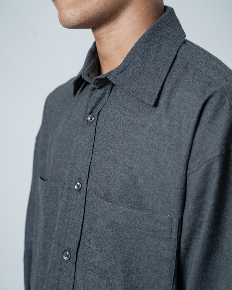 Unisex Long Sleeve Oversized Shirt in Grey - Image 11