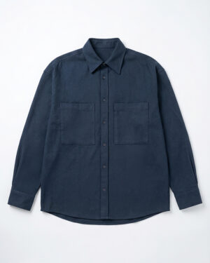Unisex Long Sleeve Oversized Shirt in Navy