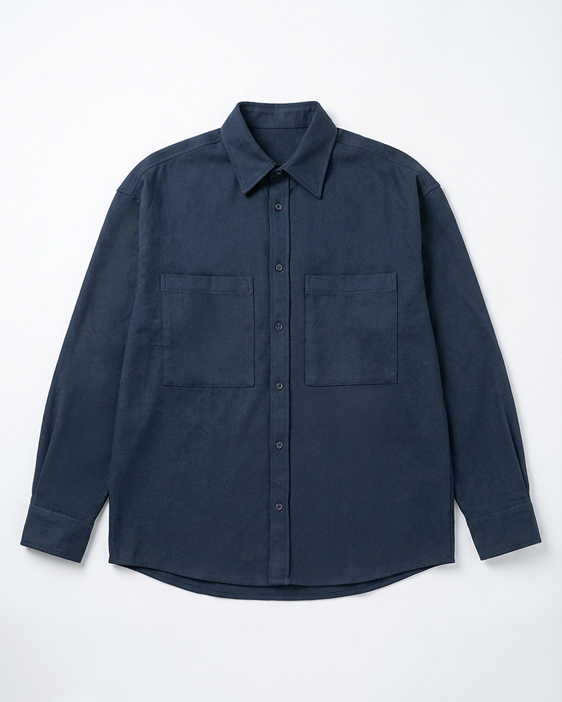 Unisex Long Sleeve Oversized Shirt in Navy