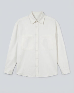 Unisex Long Sleeve Oversized Shirt in Off White