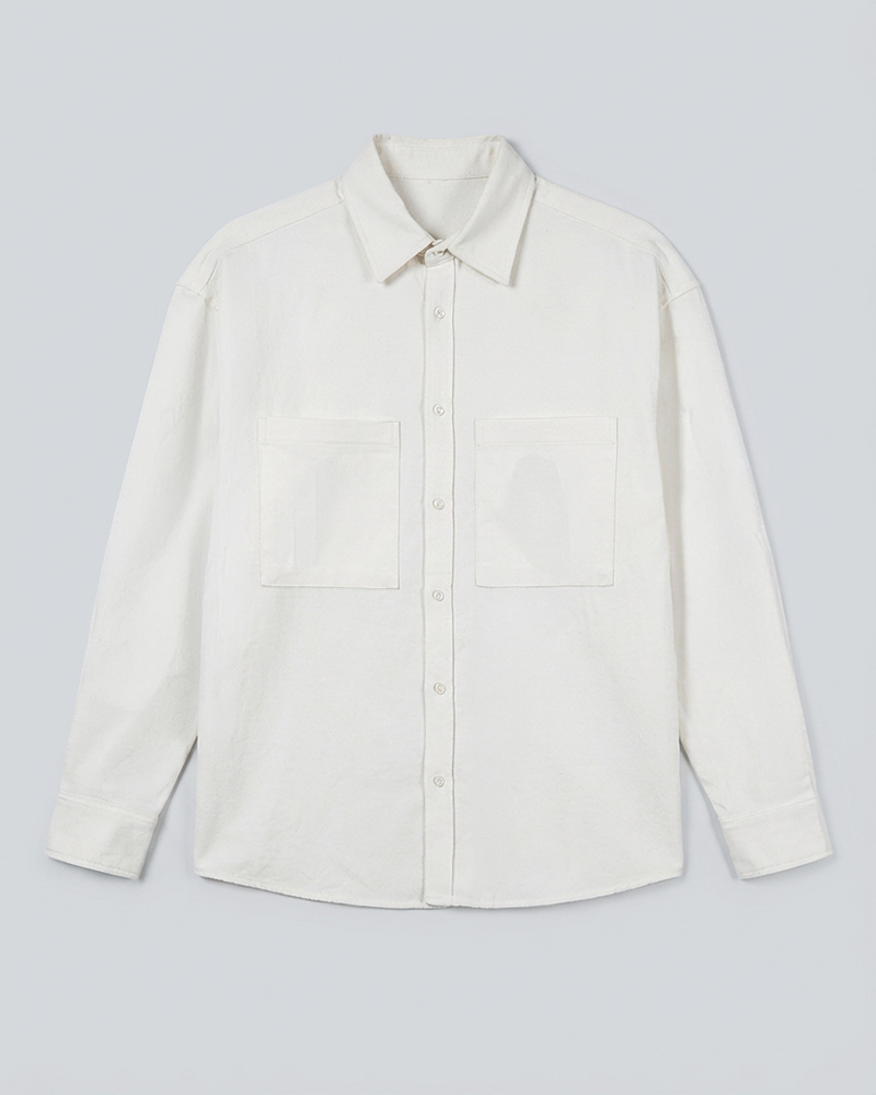 Unisex Long Sleeve Oversized Shirt in Off White