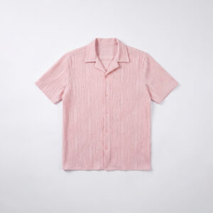 Wavy Patterned Cuban Shirt in Baby Pink