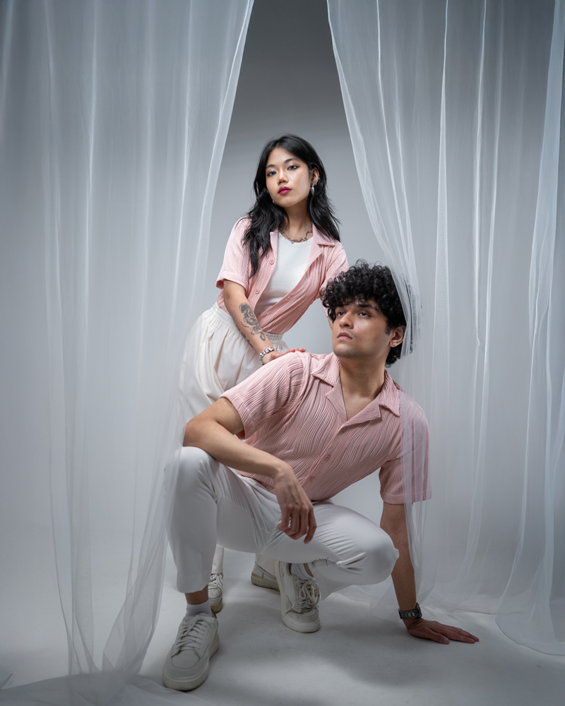 Wavy Patterned Cuban Shirt in Baby Pink - Image 2