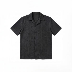 Wavy Patterned Cuban Shirt in Black