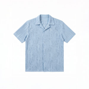 Wavy Patterned Cuban Shirt in Sky Blue