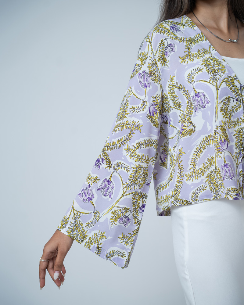 Women's Floral Printed String Tie top in Violet - Image 5