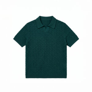 Zigzag Knit Polo in Green